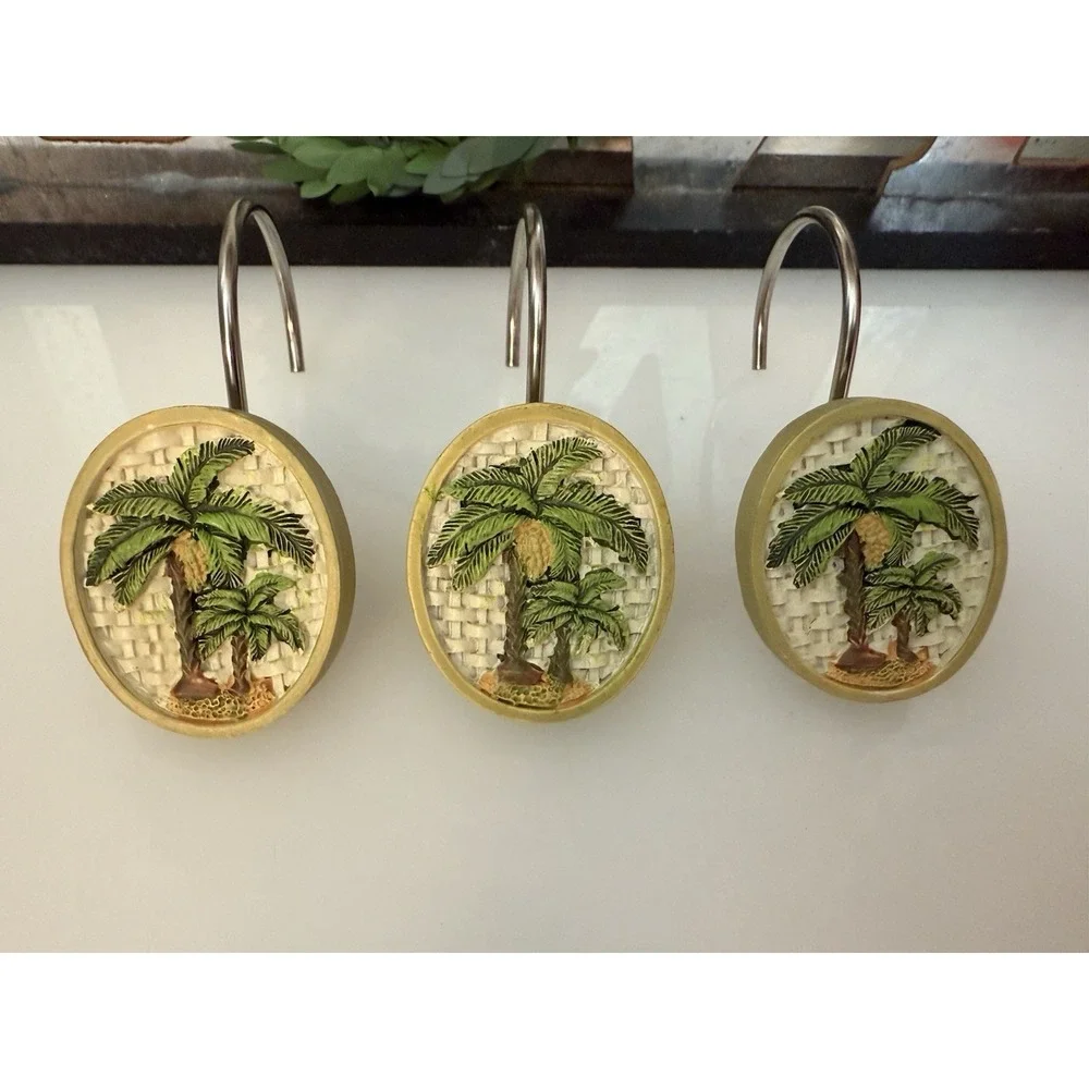 Vintage Bed Bath & Beyond Avanti Linens Colony Palm Collection 12 Shower Hooks‎